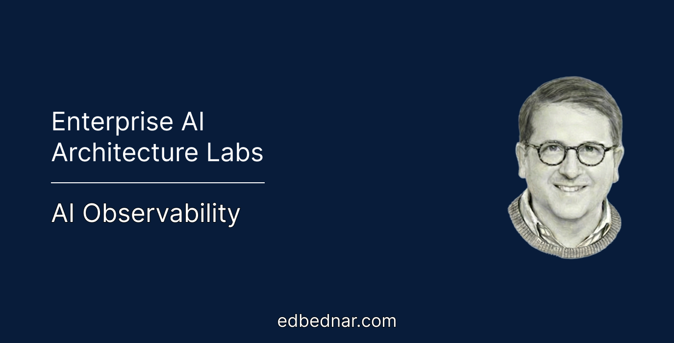 Enterprise AI observability architecture showing AI judgment functions instrumented with OpenTelemetry and monitored through Arize Phoenix.